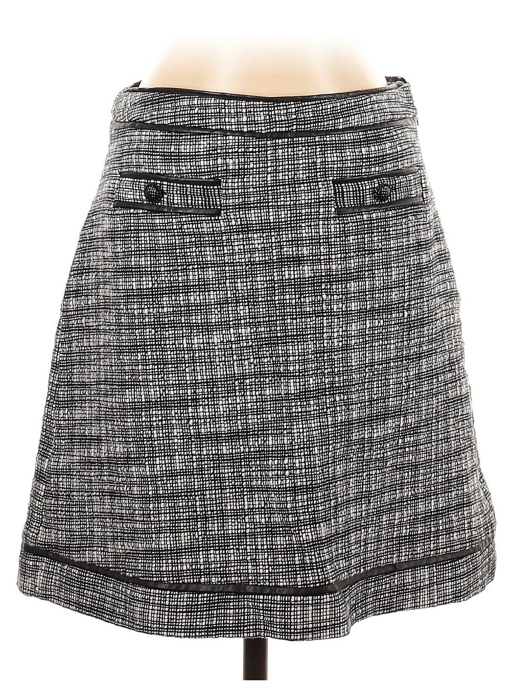 Karl Lagerfeld Black & White Tweed A-Line Skirt